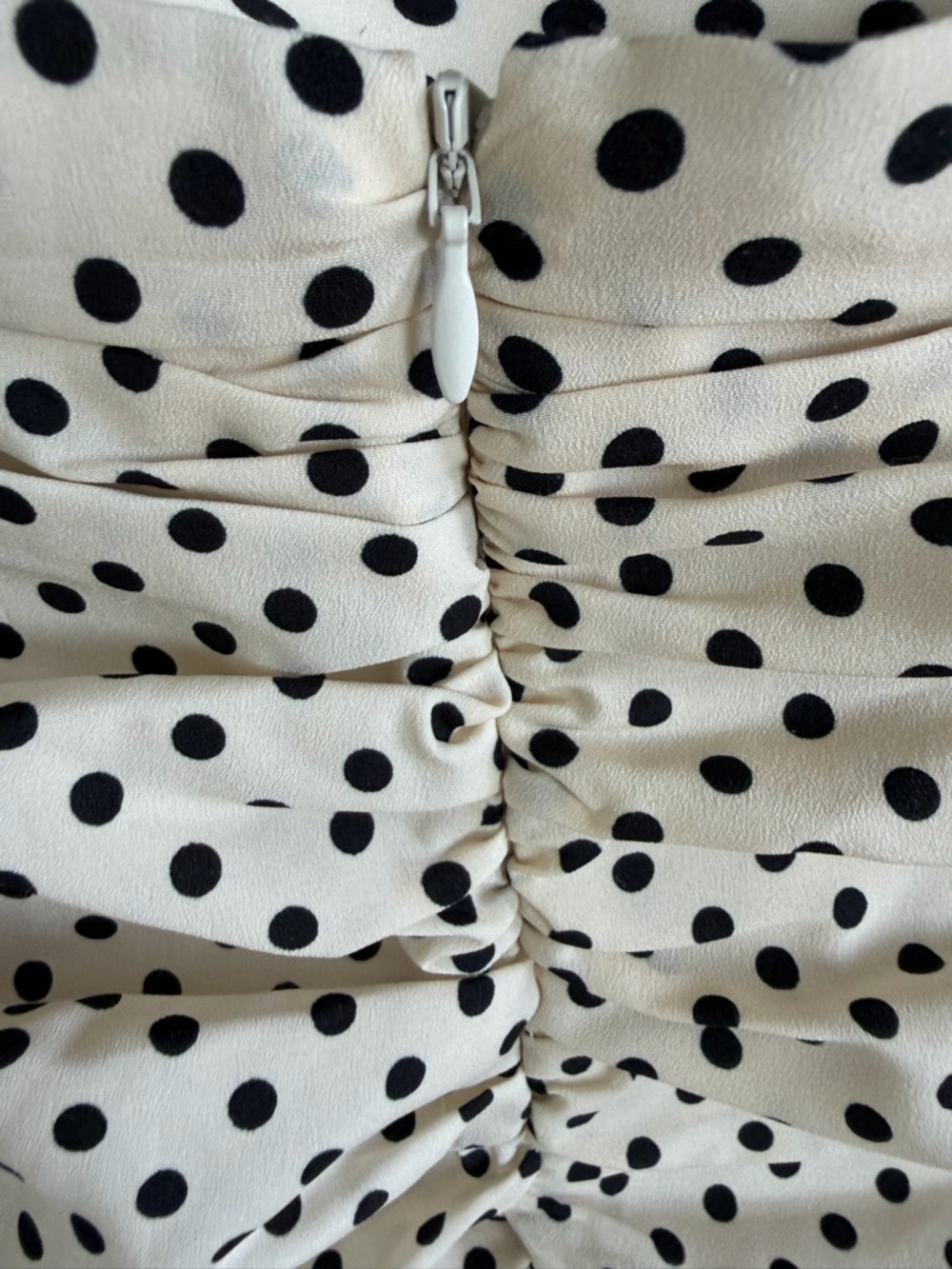 Zara Cream and Black Polka Dot Ruched Ruffle Mini Skirt | M - Picture 7 of 9